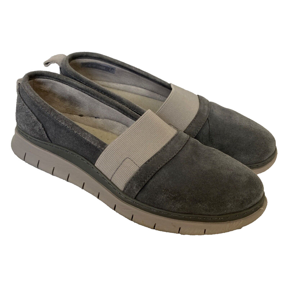 Vionic Slip On Shoes Womens 7 Gray Suede Leather Kristi Comfort Loafer Walking